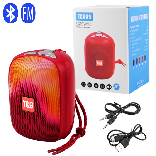 Стильна портативна Bluetooth колонка TG609 FM-радіо USB/TF speakerphone з ремінцем Red