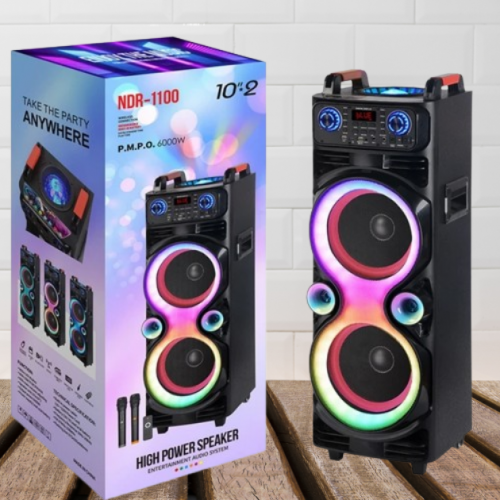 Портативна колонка Bluetooth NDR-1100/8893 90см FM-радіо функція TWS з підсвічуванням на акумуляторі з мікрофоном пульт Д/В Black